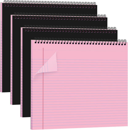 MotiMind 4 Pcs Legal Pads Landscape Notebooks Hole Punched Top Spiral Bound Notebooks 11 x 9.5 Inch College Ruled Drawing Notepad Tear Line for Removal 50 Sheet Office Steno Book(White)
