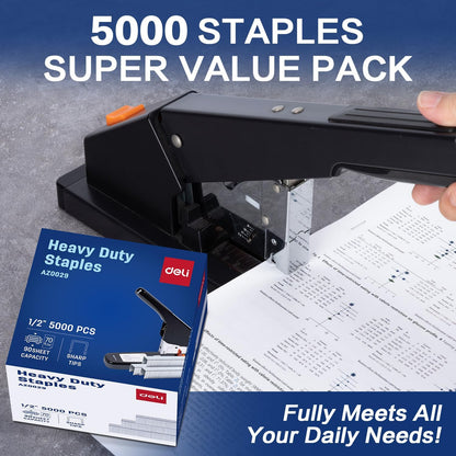 Deli Staples, 10000 Staples, Standard Staple for Desktop Staplers, 1/4'' Length, 210/Strip, 2 Boxes of 5000 Each