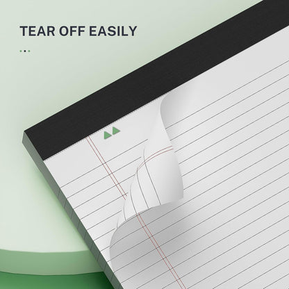 2-Pack Professional Legal Pads 8.5x11 Inches, Wide Ruled White Paper Perforated - 50 Sheets per Pad, Durable for Office, School & Legal Use