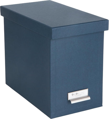 Bigso John Fiberboard Label Frame Desktop File Storage Box - Document Organizer for Important Paperwork - Durable Hanging File Box with a Lid & Metal Label Window - 7.36 x 13.38 x 10.51 in - White
