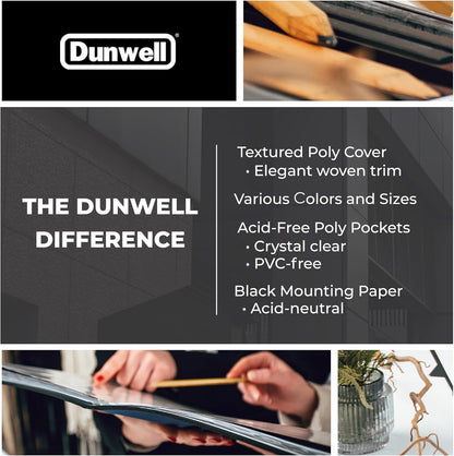 Dunwell Art Portfolio 8.5x11 Folder (Silver), Mounting Paper, Portfolio Binder for Artwork and 8.5 x 11 Documents Art Folder, 24 Pockets Display 48 Pages, Acid-Free Poly Presentation Book