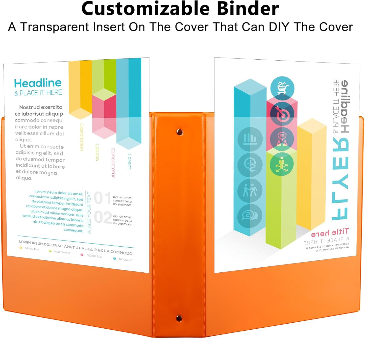 CIXILDTS 1-Inch Round Ring Binders, Standard 3 Ring Binder Fit Letter Size Paper, Presentation View Binders, 6 Packs, Assorted