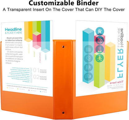 CIXILDTS 1-Inch Round Ring Binders, Standard 3 Ring Binder Fit Letter Size Paper, Presentation View Binders, 6 Packs, Assorted
