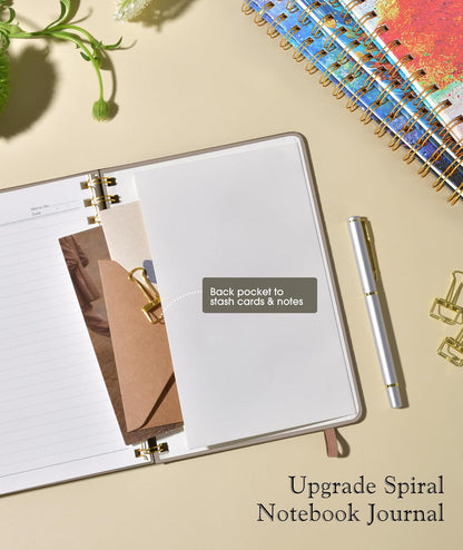 Lined Spiral Journal Notebook, A5 Hardcover Spiral Journals for Women Men, 150 Numbered Pages Spiral Bound Notebook, 100 GSM College Ruled Notebooks for Work, Note Taking 5.75" x 8.38", Olive Green
