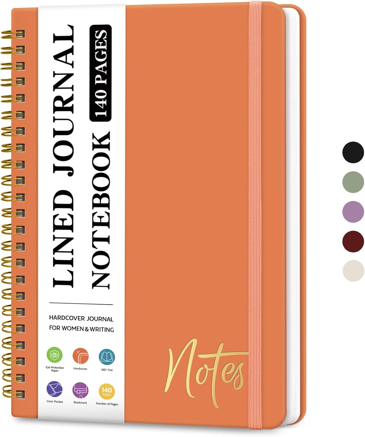 ZOTIA Lined Spiral Journal Notebook for Women, A5 College Ruled Journals for Writing, Hardcover Notebooks for Work, Note taking and Office School Supplies,140 Pages - Yellow