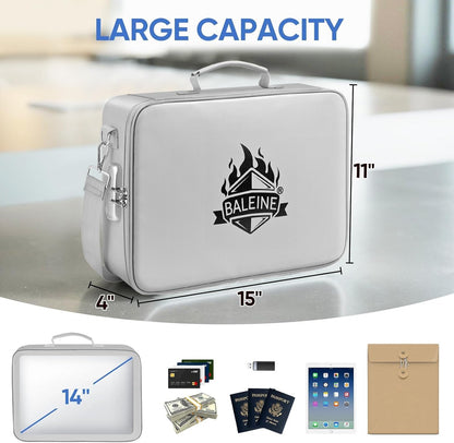 BALEINE Fireproof Document Box with Lock, Portable Fireproof Document Bag Waterproof Fire Proof File Boxes for Documents, File Organizer Box for Important Paperwork (Pink, 15''x11''x4'')