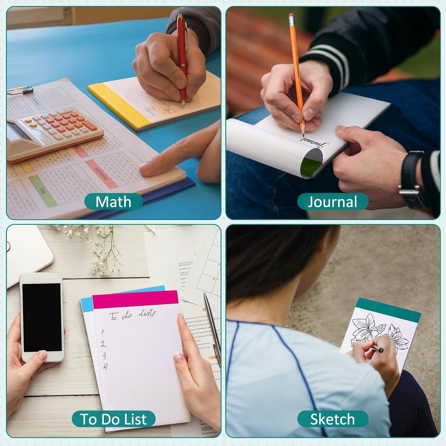 Jetec 8 Pack Dot Grid Notepad 5x8 Graph Paper Pad 50 Sheets Legal Pad Quad Ruled Notepad for Drawing Journaling Sketching Planner School College Office Engineers (Dot Line)