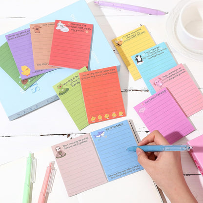 AmazingSpark 12 Pcs Cute Inspirational Sticky Notes, 4*3 Motivational Notepads Positive Emotional Support Gift Funny Lined Memo Note Pads for Office Desk Supplies Coworker Employee(Fruits,Vegetables)