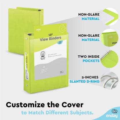 Enday 1 Inch Binder (6 Pack - Grey) 3 Ring Binder 1 inch with Clear View Cover and 2 Inside Pocket - for Letter Size 8.5 x 11'' Paper, Ideal for School Supplies, Office, and Home