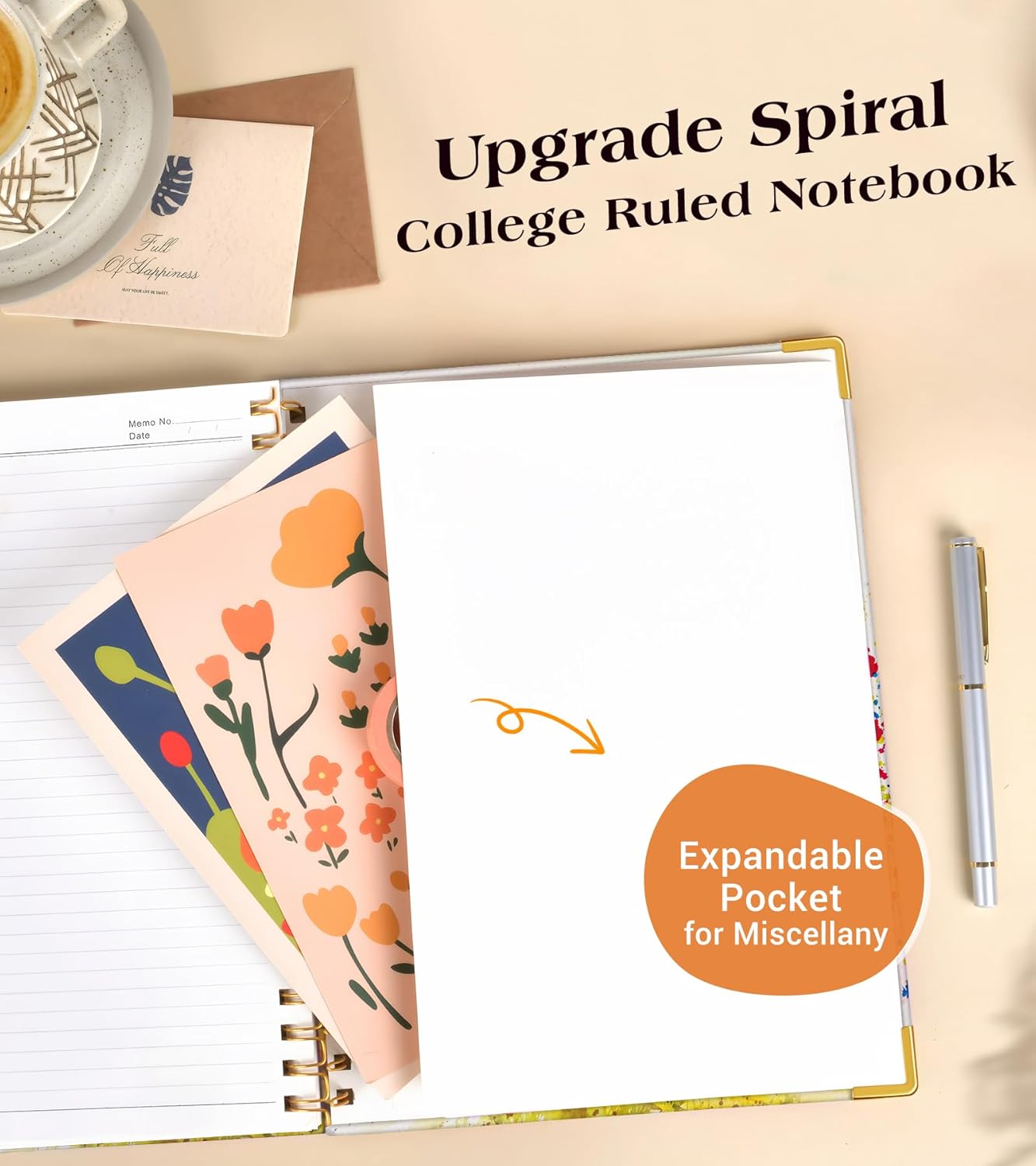 Lined Spiral Notebook Journal for Women, 200 Pages Cute Notebooks 8.5” x 11”, A4 Large Hardcover Spiral Journals with 100 GSM Thick Paper, College Ruled Notebook for Writing Work School, Autumn Tree