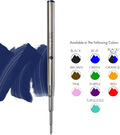 Monteverde USA Capless Ceramic Gel Refills to Fit Montblanc Ballpoint Pens, Fine Point Black Ink, Converts to Capless Rollerball, 2-Pack (M132BK)