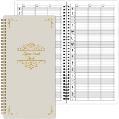 Appointment Book - Undated Salon Appointment Book, Daily & Hourly Schedule Book with 200 Pages, 6 AM - 9 PM, 15 Minute Intervals Day Planner, 6" x 11.5", 3 Column, Twin-Wire Binding, Hardcover
