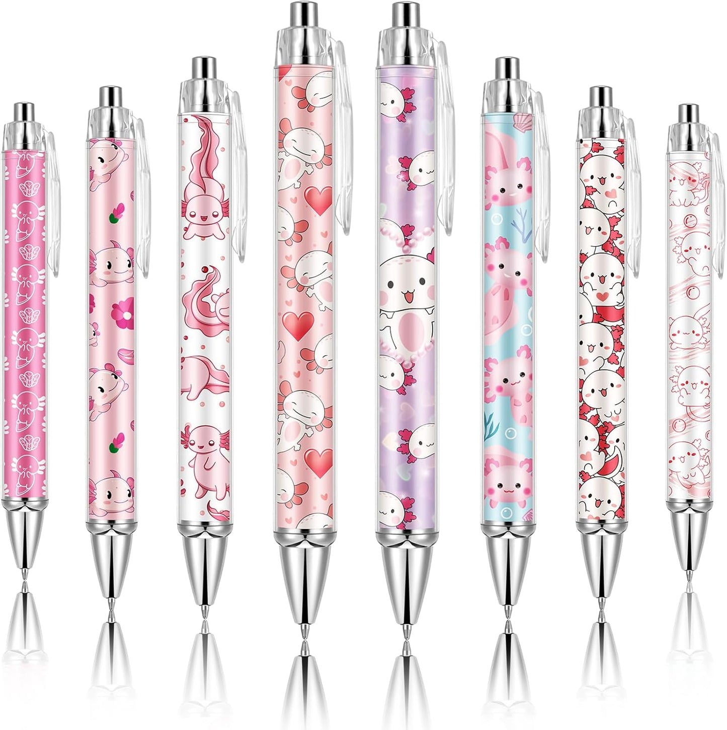 Ireer 8 Pcs Ballpoint Pens for Women 1.00 mm Cute Black Ink Pens Fine Point Smooth Writing for Journaling Aesthetic Office Supplies (Mahjong)