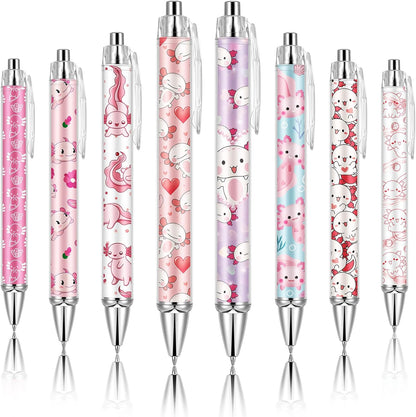 Ireer 8 Pcs Ballpoint Pens for Women 1.00 mm Cute Black Ink Pens Fine Point Smooth Writing for Journaling Aesthetic Office Supplies (Mahjong)