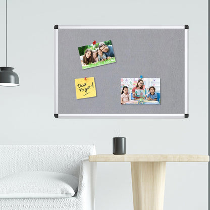 VIZ-PRO Large Fabric Bulletin Board/Foldable Notice Board Felt Gray, 60 X 48 Inches, Silver Aluminium Frame