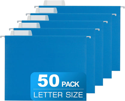 25 Packs Hanging File Folders,Black Letter Size File Folder,Designed for Bulky Files,Filing Cabinet,1/5 Adjustable Tabs for Office,School,Home