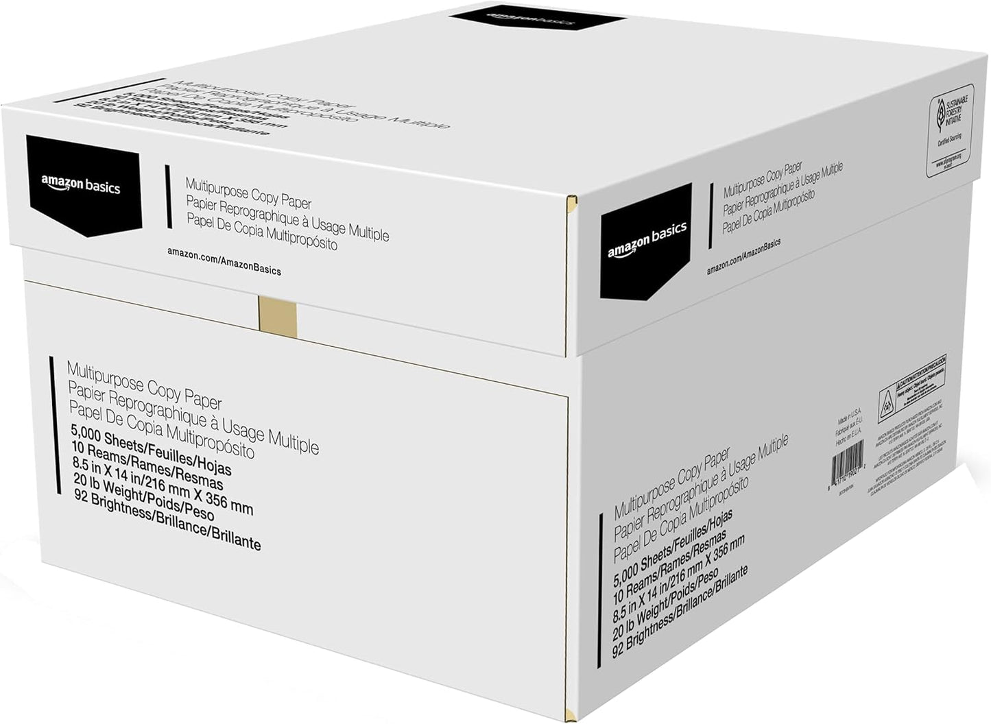Amazon Basics Multipurpose Copy Printer Paper, 20 lb, 8.5 x 11 Inches, 10 Reams (5,000 Sheets), 92 Bright White