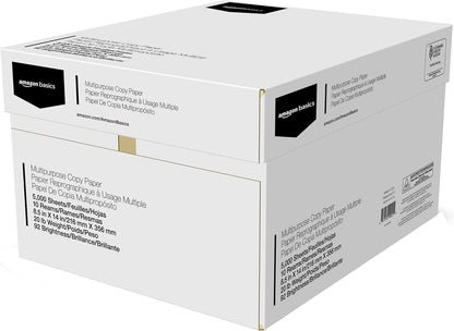 Amazon Basics Multipurpose Copy Printer Paper, 20 lb, 8.5 x 11 Inches, 10 Reams (5,000 Sheets), 92 Bright White