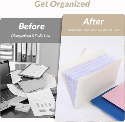 SKYDUE Accordion File Organizer, Expanding File Folder with 8 Pockets, Portable Document Paper Receipt Organizer, Letter/A4 Size Filing Folder School Office Supplies Black
