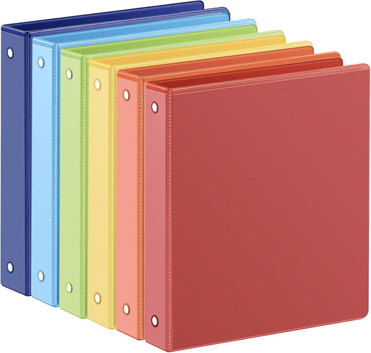 SUIN 1-inch 3 Ring Binder with 2 Interior Pockets, 1''Durable Binders Holds US Letter Size 8.5'' x 11'' Paper - Versatile Binders for Office, Home, and School Use, 6 Pack Black