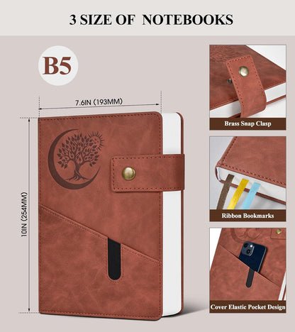 PAIBAS A5 Leather Journal Notebook, 365 Pages Thick Hardcover Lined Journal for Men & Women, Medium 5.9" x 8.4" College Ruled Notebooks for Work, School, Travel, Business,Note Taking,Writing Diary
