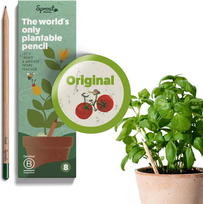 SproutWorld Wood-Cased Pencils | Mindful Thoughts Edition | HB Pre-Sharpened Graphite Plantable Wooden Pencils with Flower, Herb & Vegetable Seeds | Gift with Inspirational Quotes | 8 Pack