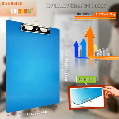Aluminum Metal Clipboard Stainless Hangable Pen Holder Low-Profile Clip Board Size A4 9" x 12.6" with Sticky Note for School Office Business Medical Professionals Workshop Factory (Pink, Aluminum-A4)