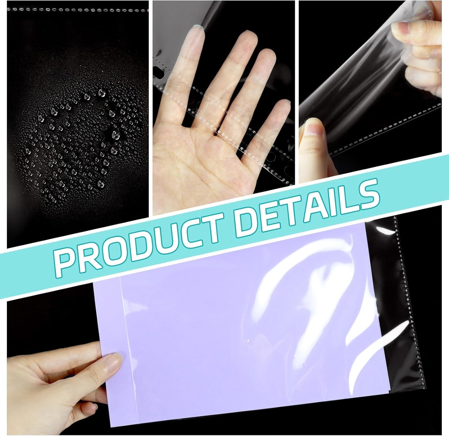 VOKOY 100 Pack 5.5x8.5 Inch Sheet Protectors for 3 or 6 Ring A5 Binder, Half Letter Size 7 Holes Mini Heavy-Duty Sheet Protector Sleeves Crystal Clear Playbill Binder Pockets