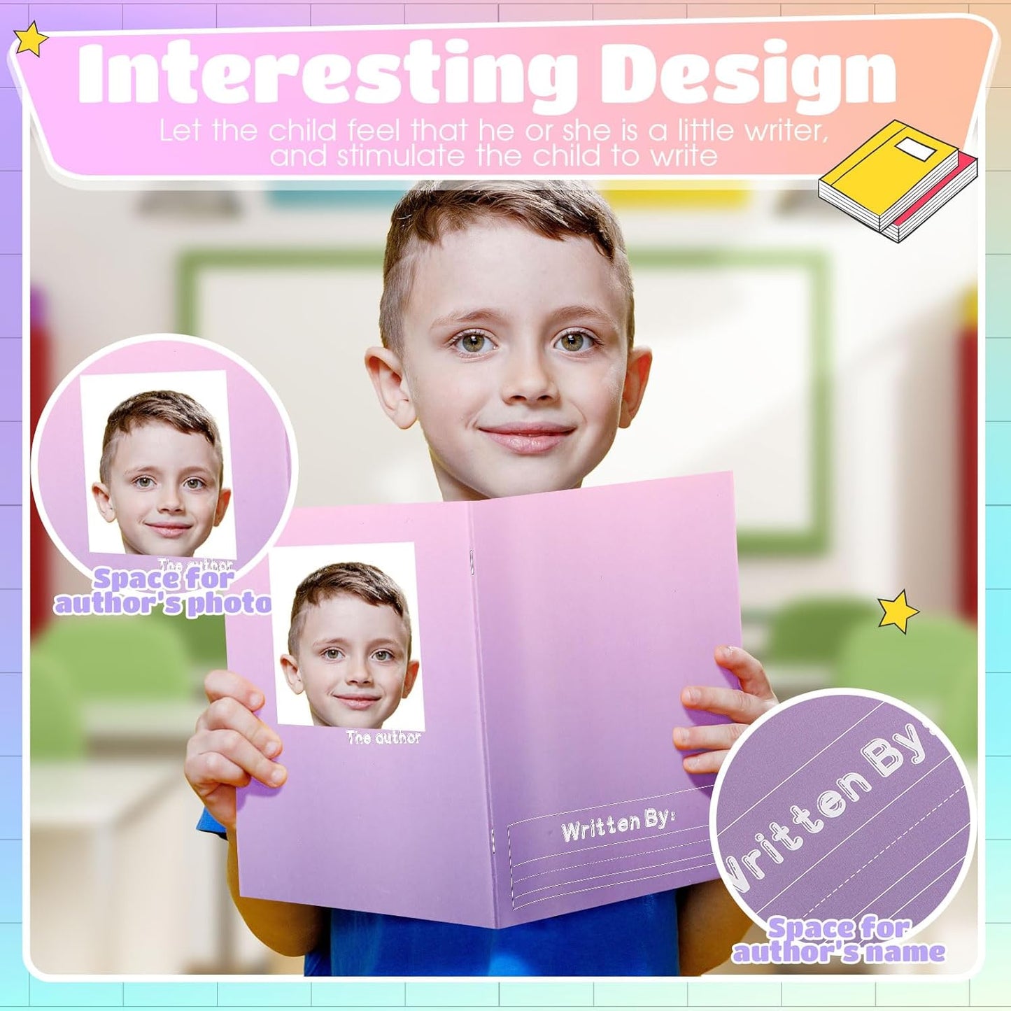 Henoyso 12 Pcs Primary Composition Notebook K-2 Primary Journal, Notebook for Kids Supplies, Bulk Blank Writing Book for Kid to Write Draw Journal 60 Page (9.8″ X 7.5″,Light Color)