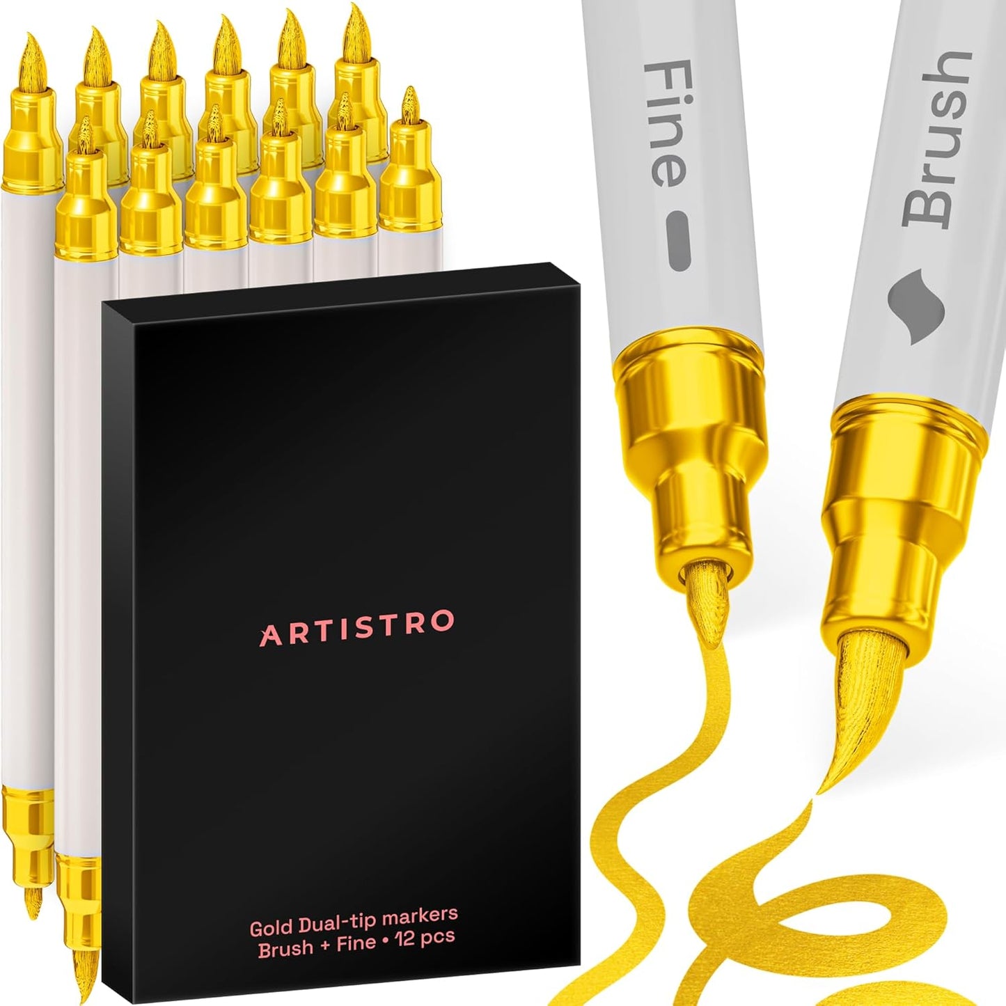 ARTISTRO 36 Acrylic Paint Markers - Paint Pens for Drawing, Brush + Fine Tips - For Fabric, Rock, Glass, Wood, DIY - Art & Craft Supplies for Adults, Teens, Kids - Teacher Appreciation Gift