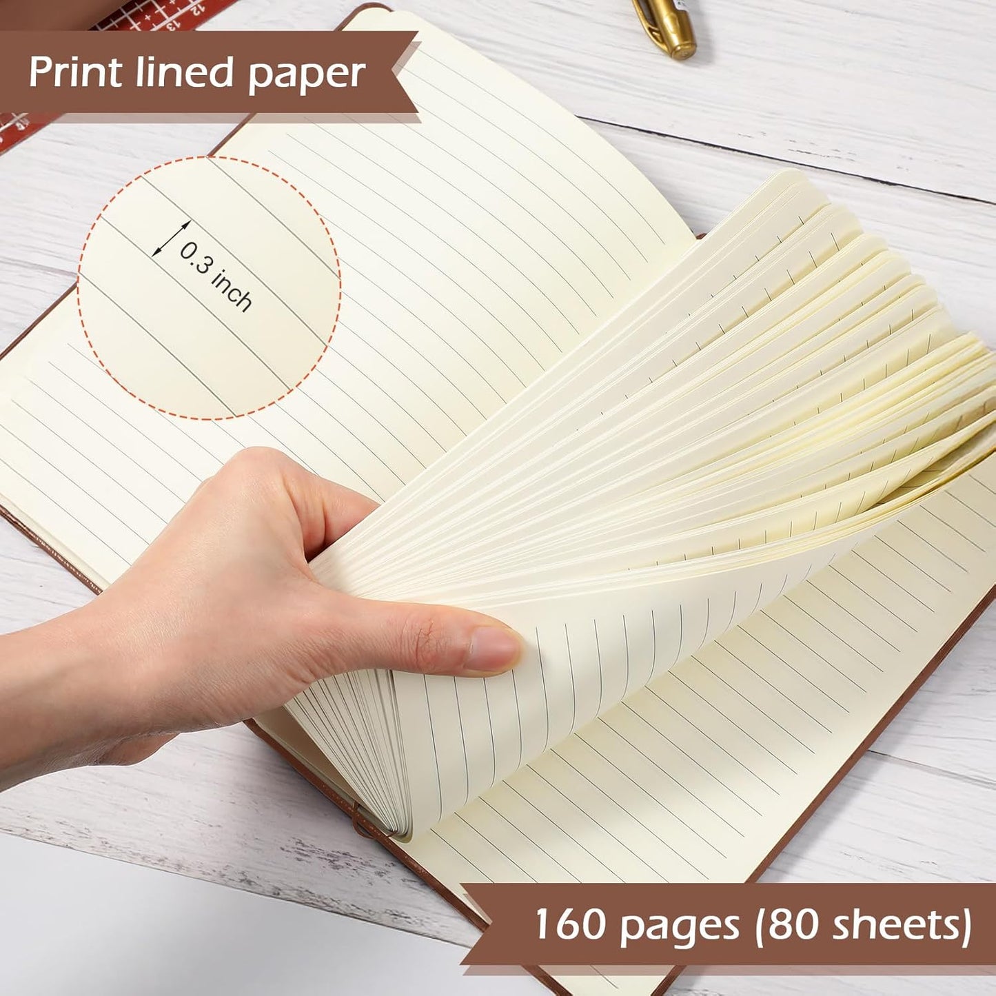 Honoson 20 Pack Lined Journal Notebooks A5 Hardcover Executive Notebook 5.5" x 8.3" PU Leather Wide Ruled Journals Bulk with Elastic Band for Home Business Office School Supplies(Black)