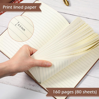 Honoson 20 Pack Lined Journal Notebooks A5 Hardcover Executive Notebook 5.5" x 8.3" PU Leather Wide Ruled Journals Bulk with Elastic Band for Home Business Office School Supplies(Black)