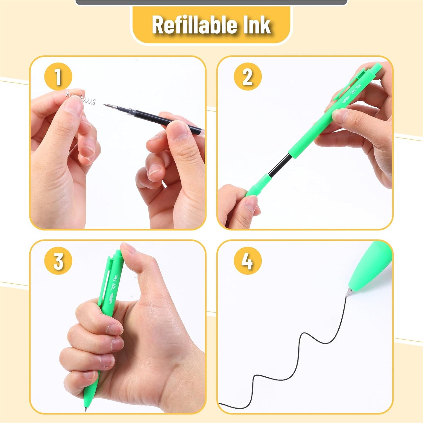 Mr. Pen- Retractable Gel Pens, 12 Pack, Colorful Ink, Fine Point 0.7mm, Fast Dry, Smooth Writing, Cute Pens for Drawing, Writing Planner and School Supplies