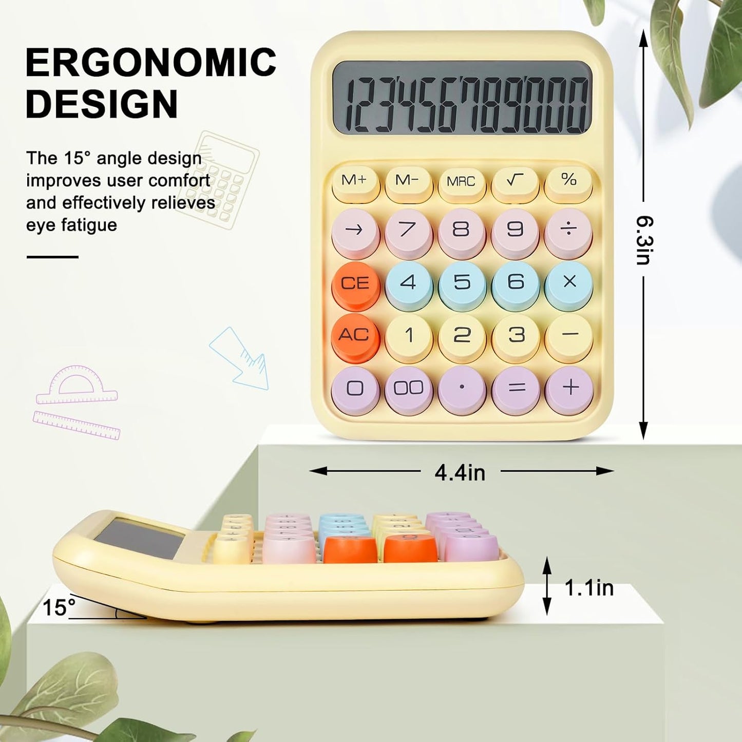Mechanical Switch Calculator with Big Buttons, Calculators Desktop, 12 Digits, Large LCD Display, Desk Calculator, Cute Pink Calculators for Teachers Students Basic Office (Pink)