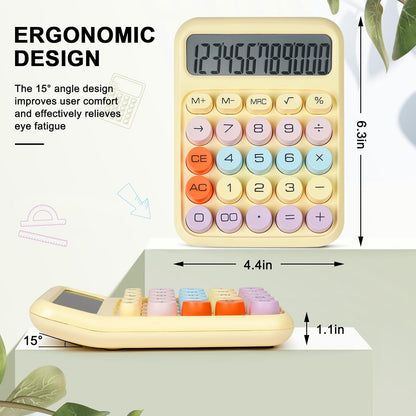 Mechanical Switch Calculator with Big Buttons, Calculators Desktop, 12 Digits, Large LCD Display, Desk Calculator, Cute Pink Calculators for Teachers Students Basic Office (Pink)