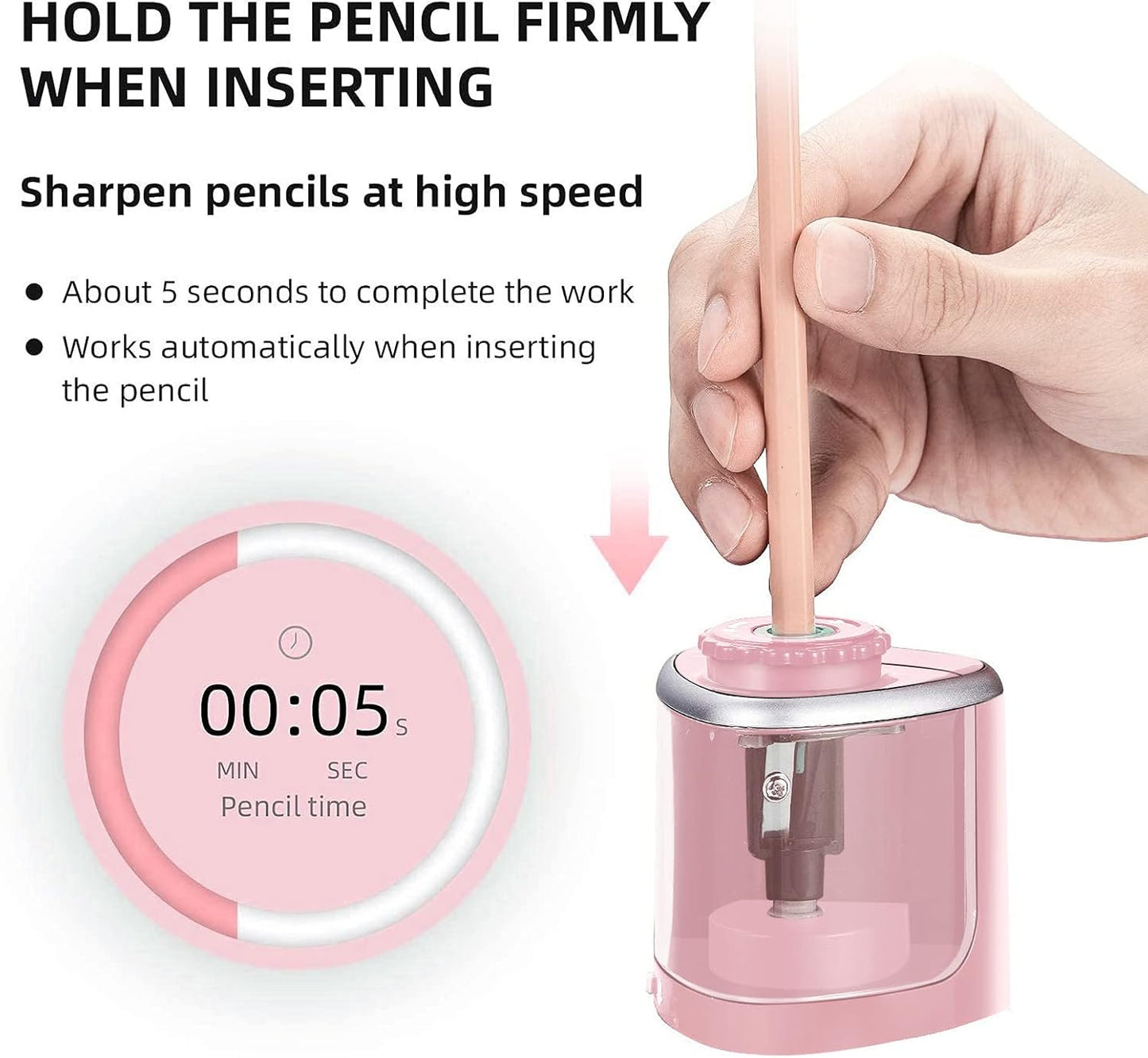 Aogwat Pencil Sharpener Electric Pencil Sharpener for Kids, Blade to Fast Sharpen, Suitable for No.2/School/Classroom/Office/Home (Black)