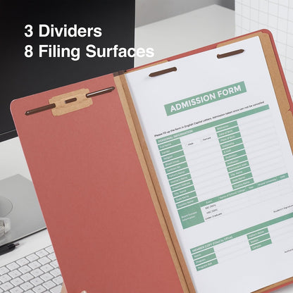 Staples Pressboard Classification Folders, Legal Size, 3‑Dividers, 3.5" Expansion, Brick Red, Heavy‑Duty Construction – 40/Carton