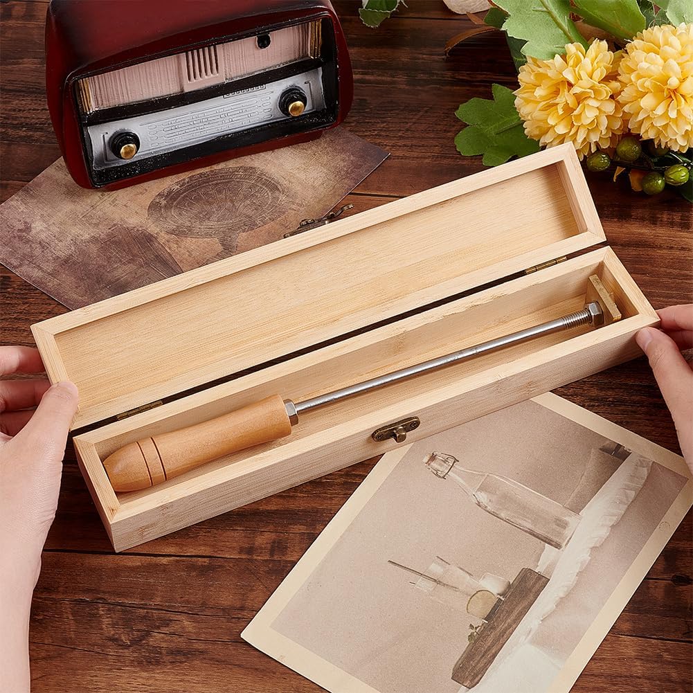 OLYCRAFT Unfinished Wood Box Jewelry Box Unfinished Wooden Artist Tool And Brush Storage Box Wood Pencil Box Small Case with Locking Clasp for Crafting Valentine's Day Easter Decoration