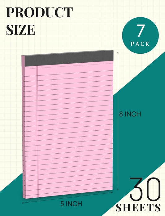 Legal Pads 5x8 Inch Writing Pads for Office Note Pads 5x8 for Work 80 GSM Paper College Ruled Legal Pad To Do List Notepad 30 Sheets 6 Pack Notebook Writing Pad Notepads for Grocery List Shopping List