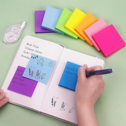 Pop Up Sticky Notes 3x3 inch, 8 Bright Multi Colors,Accordion Self-Stick Notes, Purple Sticky Notes 8 Pads 80 Sheet/Pad