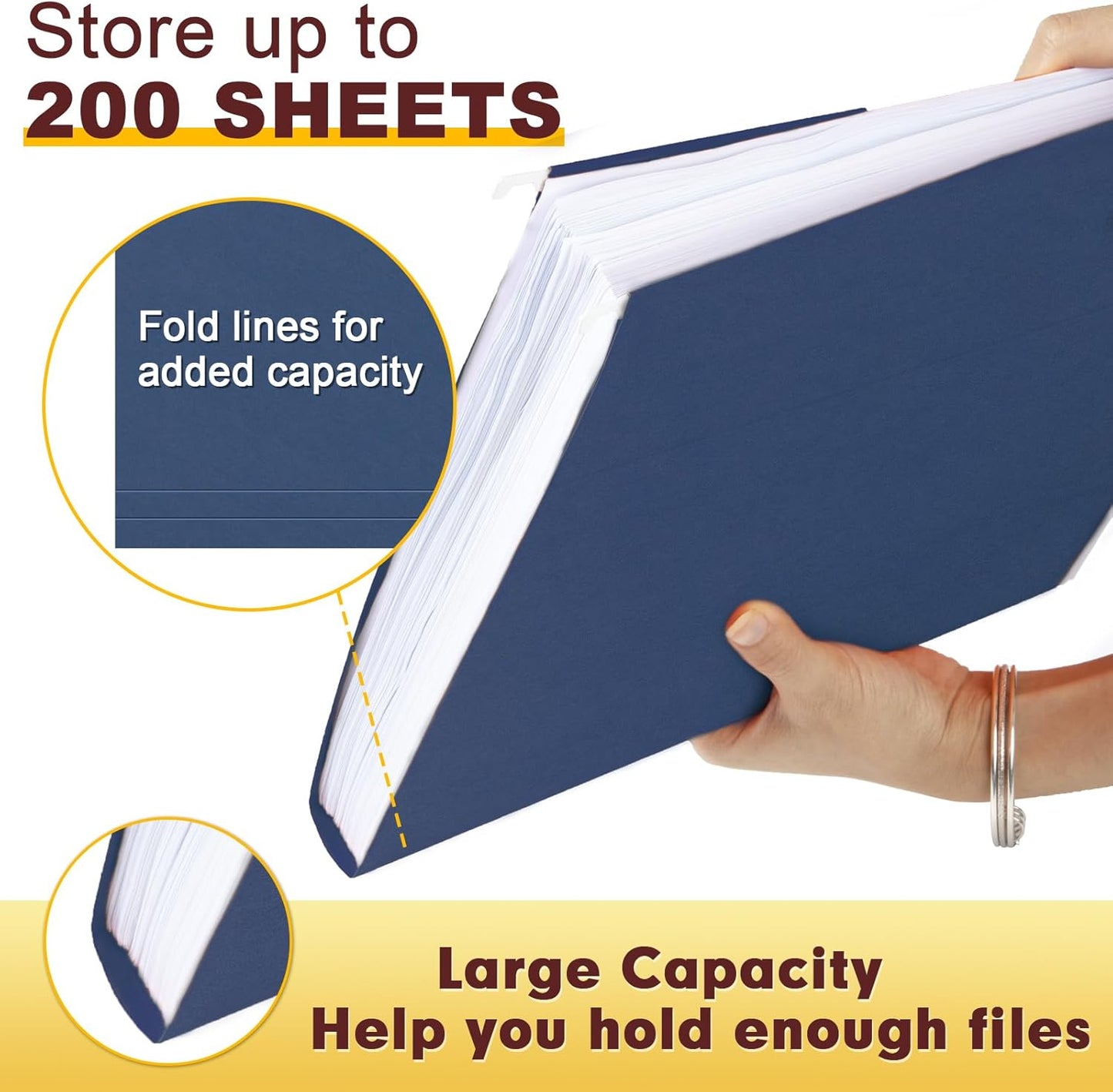 HERKKA Hanging File Folders, 60 Pack Reinforced Letter Size Hanging Folders, Designed for Bulky Files, Filing Cabinet, 1/5-Cut Adjustable Tabs (Black)