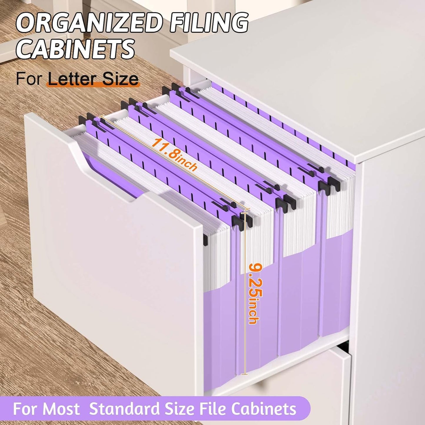 Plastic Extra Capacity Hanging File Folder Letter Size,12 Pack Reinforced Expandable Hanging Folders,Heavy Duty 2 Inch Expansion,Adjustable Tabs,Hanging Organizer Designed for Bulky Files(Gray)