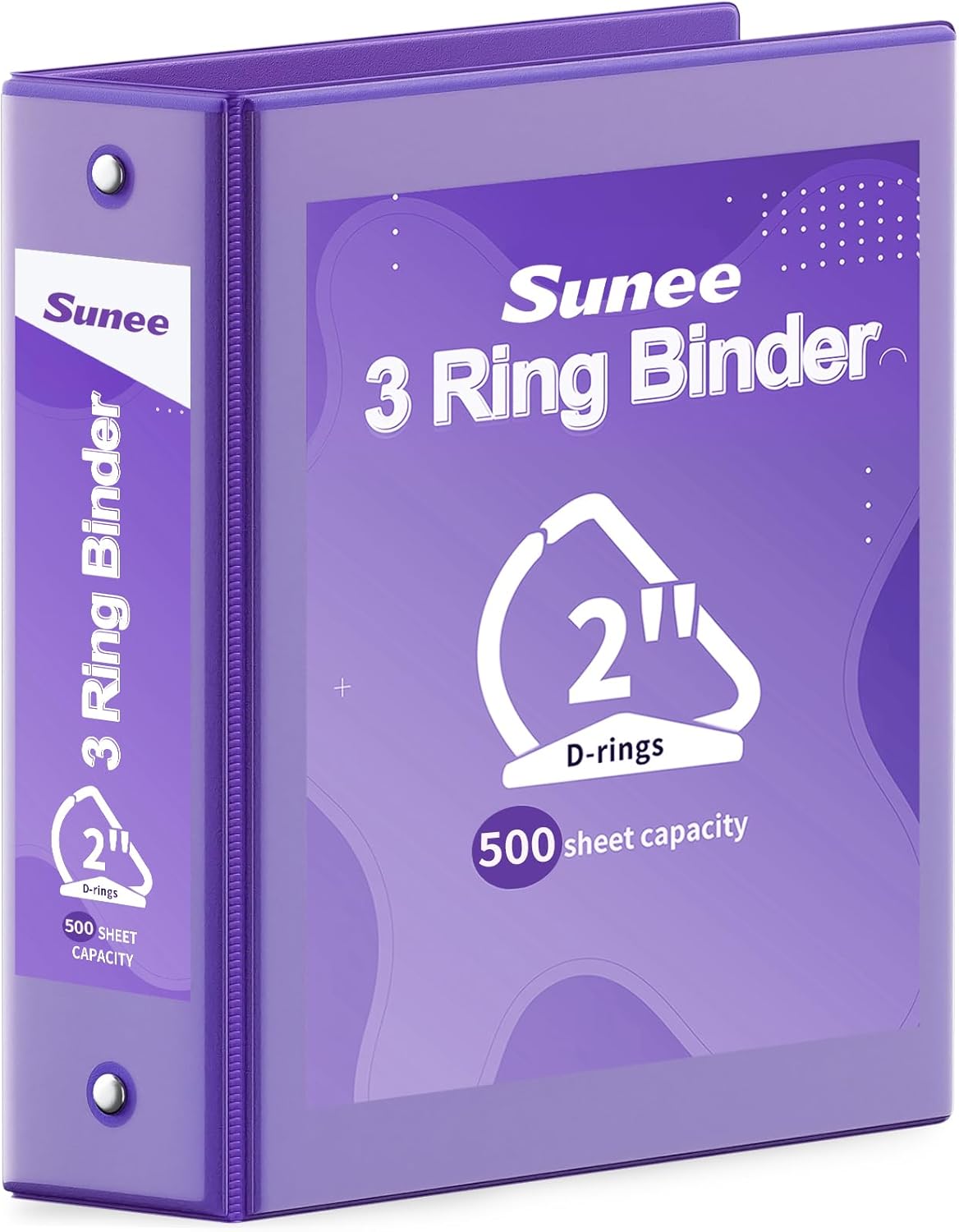 SUNEE 3 Ring Binder 2 Inch, Clear View Binder Three Ring PVC-Free (Fit 8.5x11 Inches) for School or Office Supplies, Light Purple, 1 Pack
