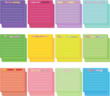 Yinder 48 Pcs Inspirational Sticky Notes Cute Motivational Sticky Notes Pad End of Year Employee Appreciation Gifts Bulk for Teacher Nurse Coworkers Office Supplies 3 x 3'' (Thank You,Dark Color)