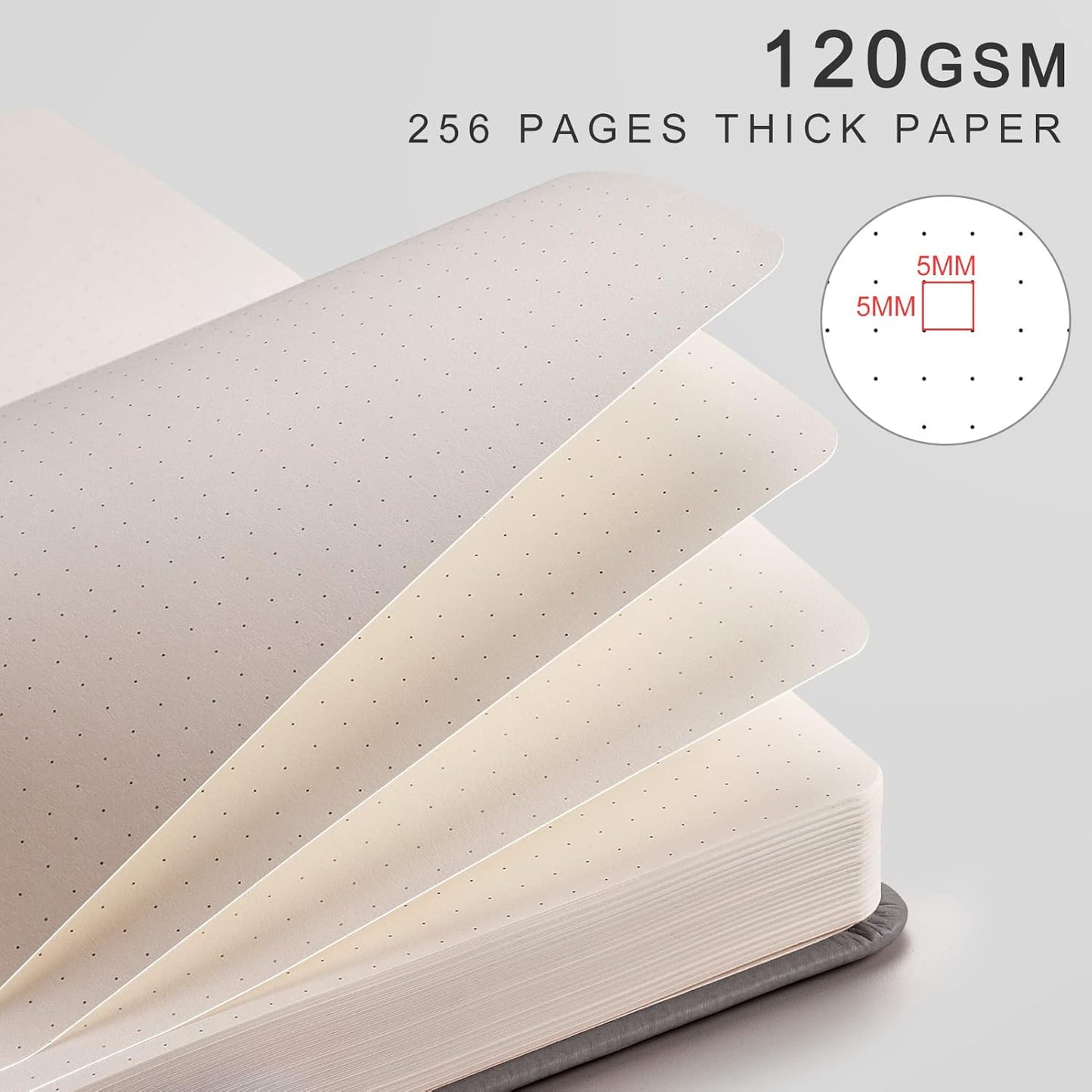 EMSHOI Graph Paper Notebook - 256 Pages A5 Graph Notebook/Journal, Hard Cover, 120gsm Thick Paper, Smooth PU Leather, Inner Pocket, 5.75'' × 8.38''-Black