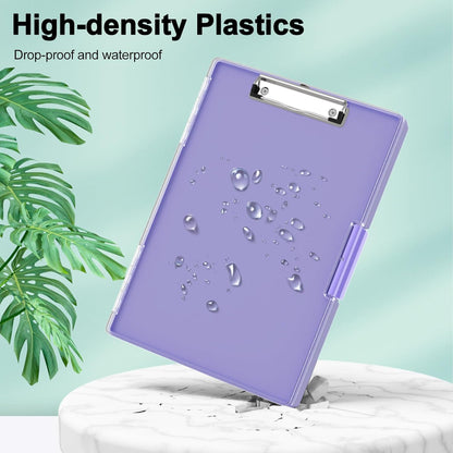 Piasoenc Clipboard with Storage, 8.5 x 11 Clip Boards with 2 Storage Case and A4 Paper Folder, Clear Dry Erase Top Panel, Heavy Duty Plastic, Folio & Side Opening, for Nurses, Teachers, Lawers,Black