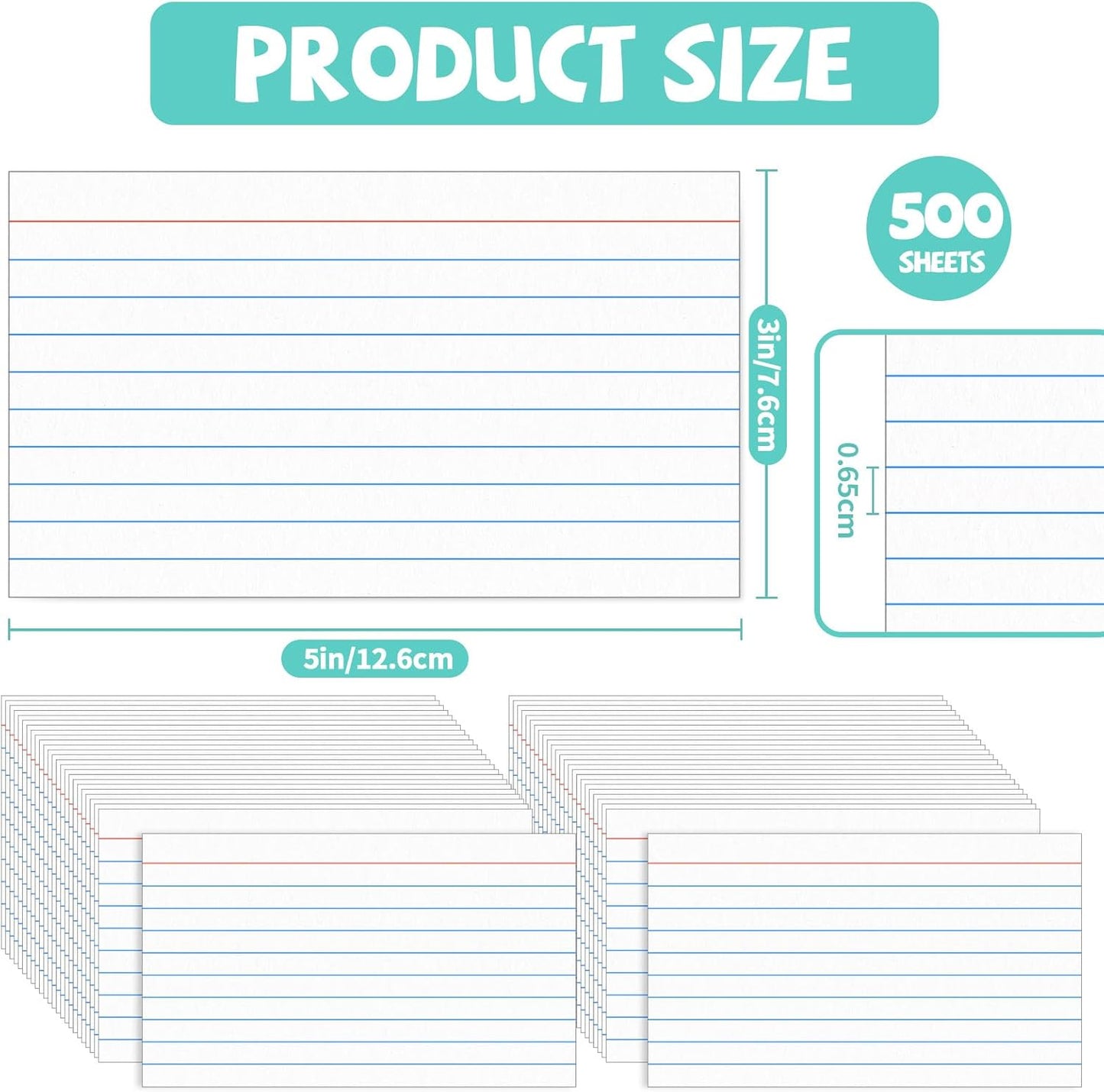 BIGNC Index Cards 3x5, 320 Pack Ruled Flash Cards, Note Cards 3x5 Lined, Flash Cards for Studying Note Taking and To Do List Double Side Lined, White