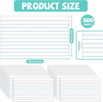 BIGNC Index Cards 3x5, 320 Pack Ruled Flash Cards, Note Cards 3x5 Lined, Flash Cards for Studying Note Taking and To Do List Double Side Lined, White