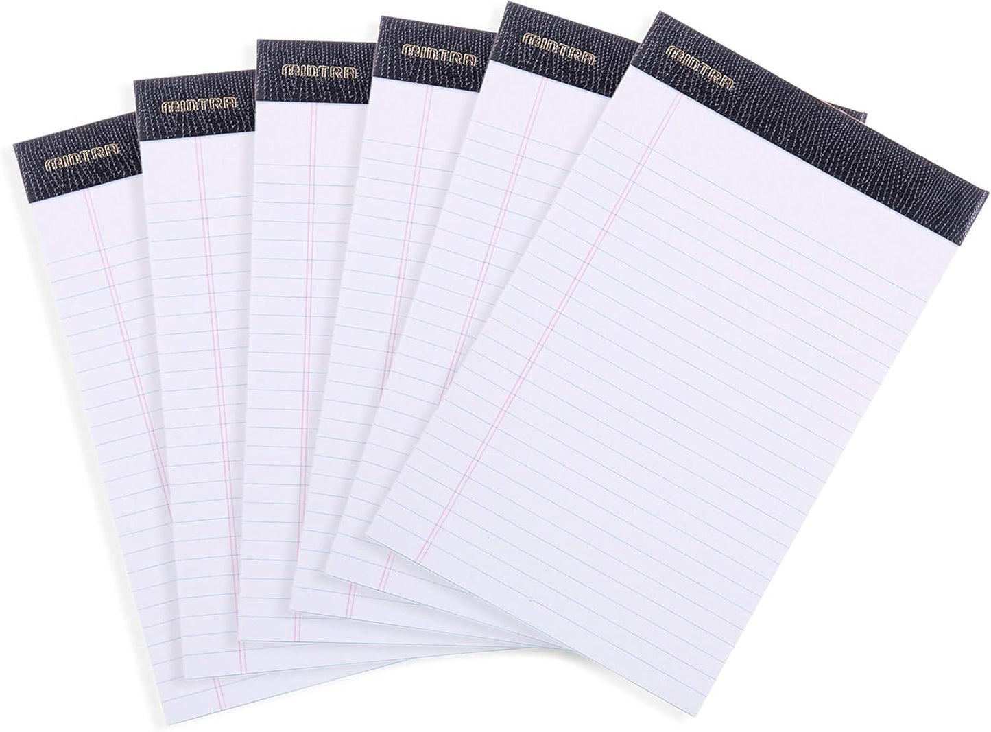 Mintra Office Colorful Legal Pads - Includes 2 Blue, 2 Pink, and, 2 Green Writing Pads, Micro Perforated Lined Sheets, Ideal for Professional & Personal Use, 5"x8" Narrow Ruled, 6 pack Basic Pastel