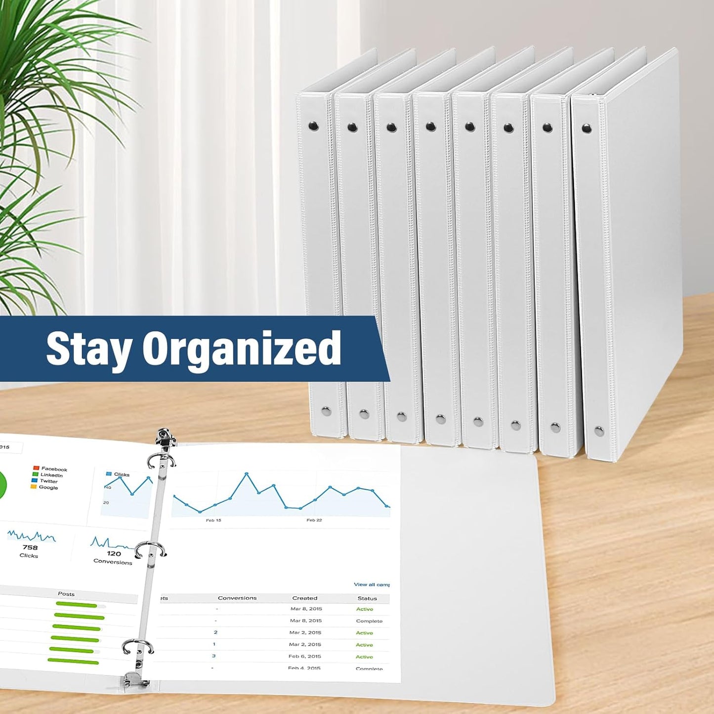 1-Inch 3-Ring-Binder with Pockets - Bundle 12 Packs, 1'' Round Binders Holds 200 Sheets US Letter Size 8.5'' x 11'' - White Binders for Home, Office, and Back to School (1'' - 12 Packs)